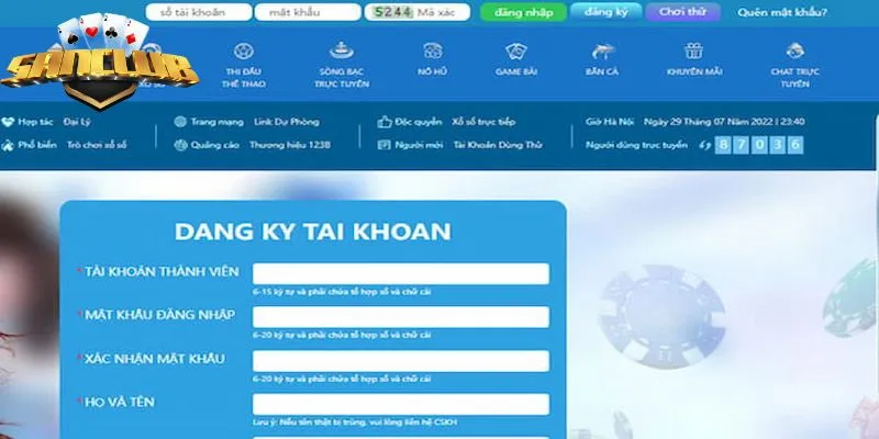 Điền thông tin cá nhân đầy đủ theo yêu cầu