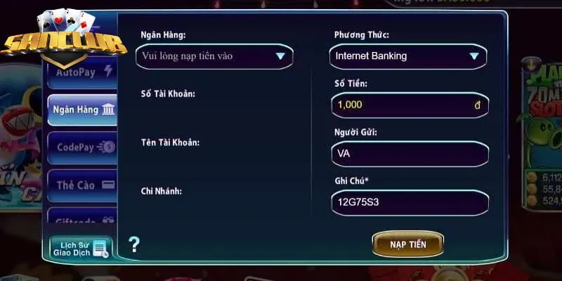 Xác nhận hoàn thiện giao dịch, tiền được cộng vào tài khoản chơi